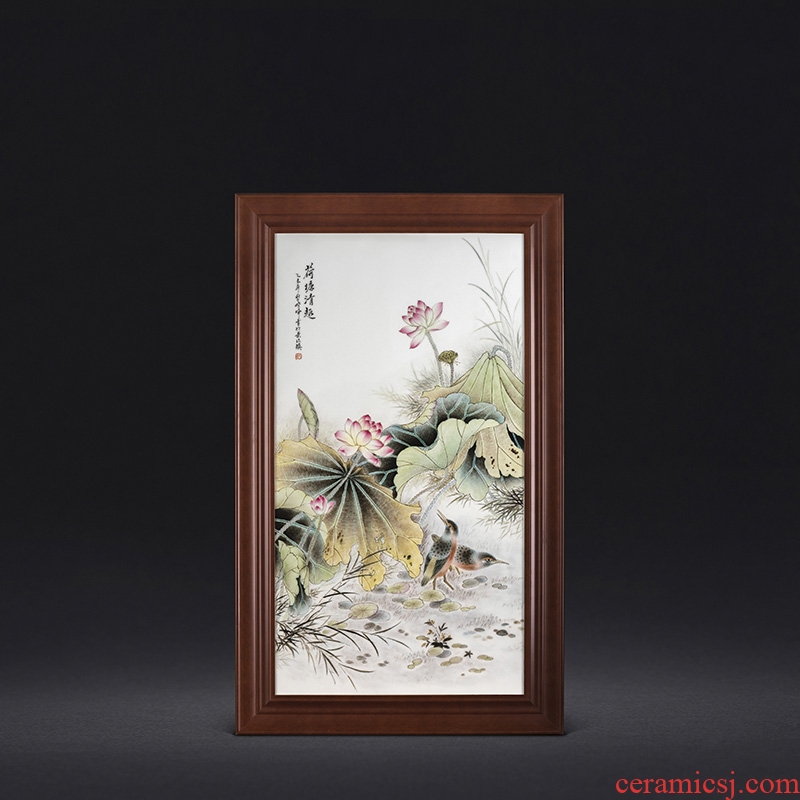 The Master of jingdezhen ceramics hand - made famille rose porcelain plate decoration "lotus pond was the qing boring" wall hanging a box