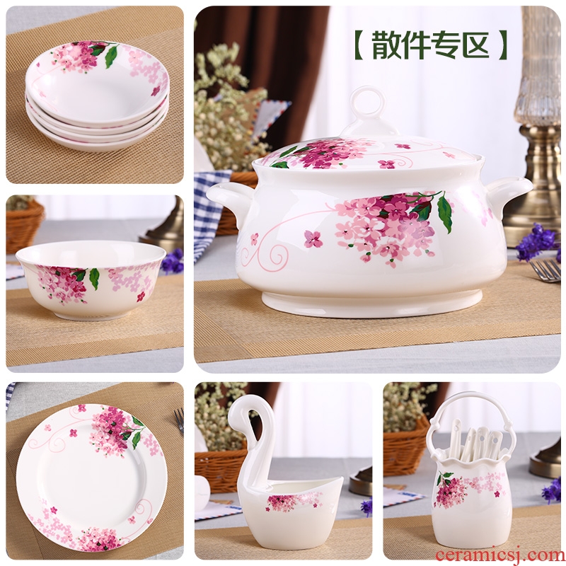 Lilac DIY free collocation with tableware suit jingdezhen ceramic tableware dishes suit household dish dish