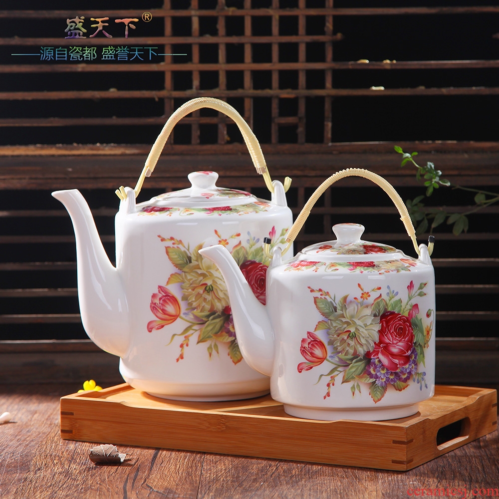Jingdezhen ceramic teapot large - capacity cold ceramic kettle pot of cold water heat CiHu girder teapot household