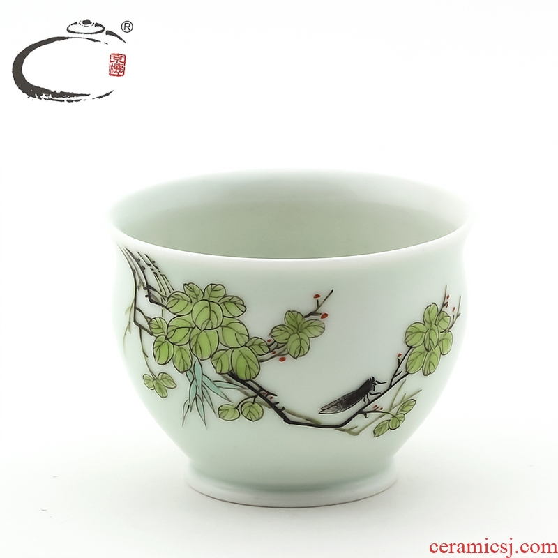 Cherished and auspicious jing DE famille rose cup jingdezhen grasses and high - end hand - made of ceramic manual pull embryo cup sample tea cup