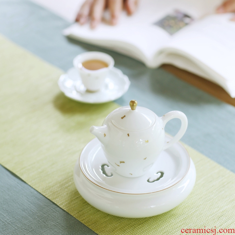 Sweet white sprinkling gold ceramic teapot hand - made small single pot teapot jingdezhen porcelain kung fu tea set