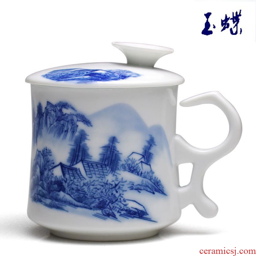 Jingdezhen ceramic filter cups with cover office cup cup the personal ideas of ipads China tea cups of blue and white porcelain