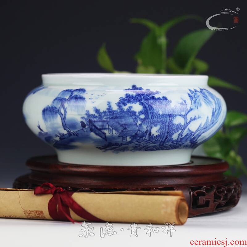 Beijing auspicious jingdezhen ceramics by hand with DE and kung fu tea accessories blue and white painting landscape tea cups to wash to wash to wash