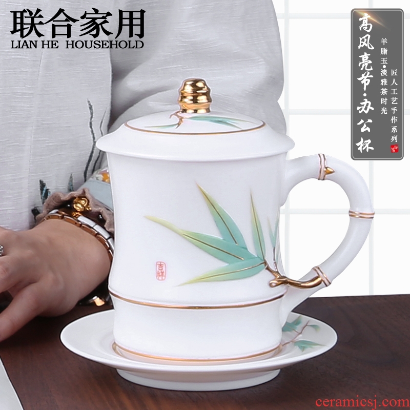 To be household dehua white porcelain office master CPU manually individual cup and cup with cover cups can be customized
