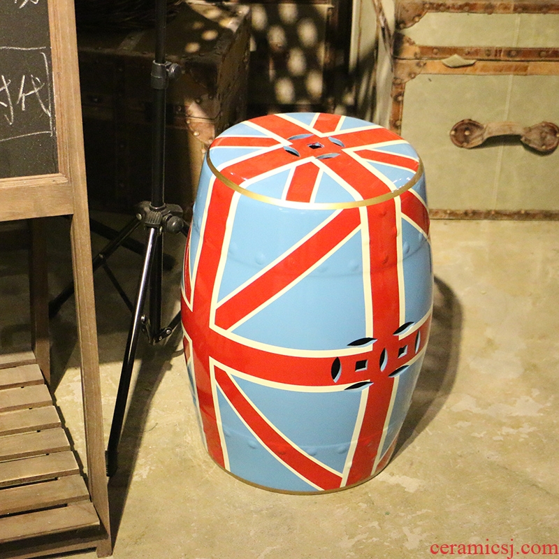 American style hand - made ceramic drum who British union jack wind household adornment what sitting room sofa edge furnishing articles