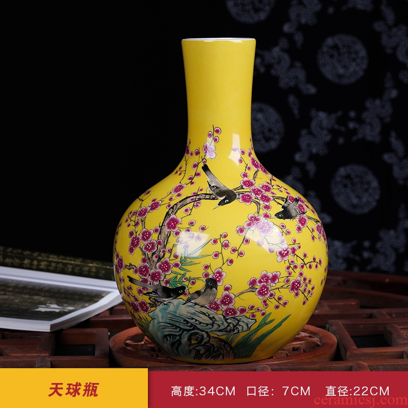 Jingdezhen ceramics hand - made famille rose porcelain vase of modern Chinese style home sitting room adornment is placed decorations