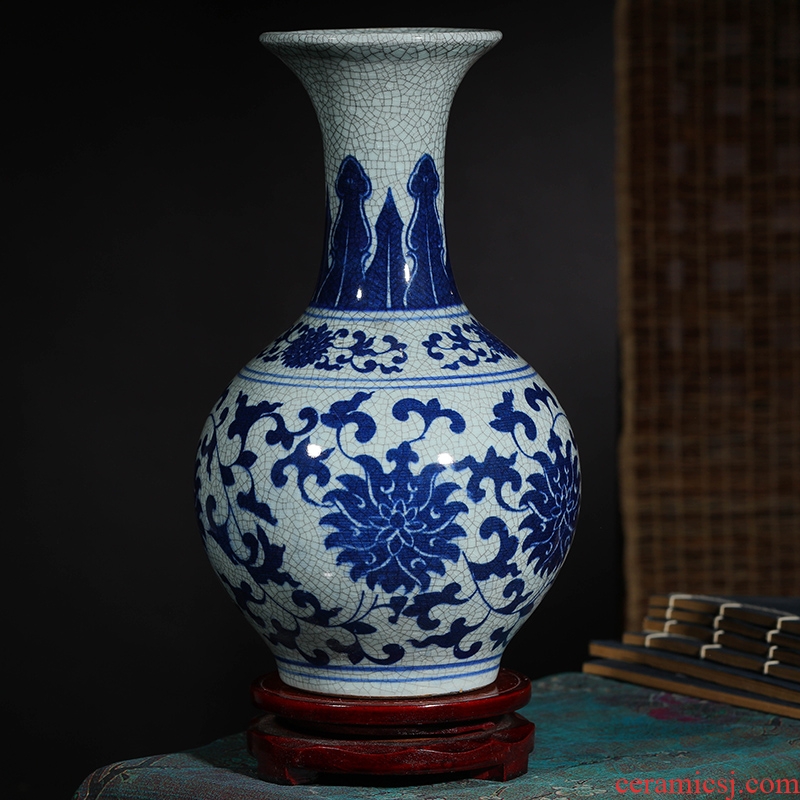 Jingdezhen ceramic vase furnishing articles sitting room flower arranging up antique blue and white porcelain vase decoration home decoration restoring ancient ways