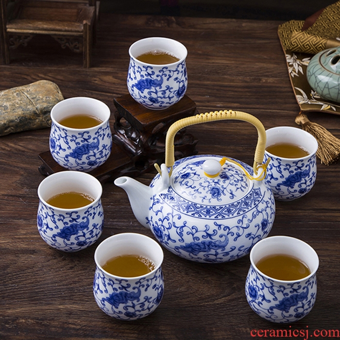 Jingdezhen ceramic tea set porcelain tea set kung fu tea set 7 head beam girder teapot teacup