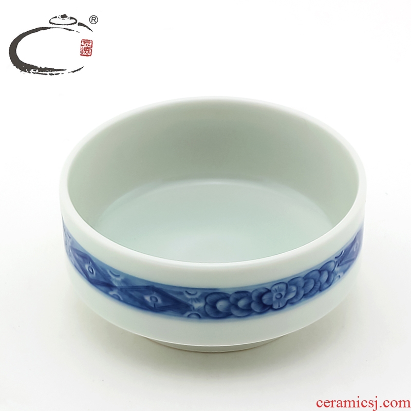 Jingdezhen blue and white pattern glass ceramic and auspicious hand - made kung fu tea master sample tea cup cup cup tea bowl