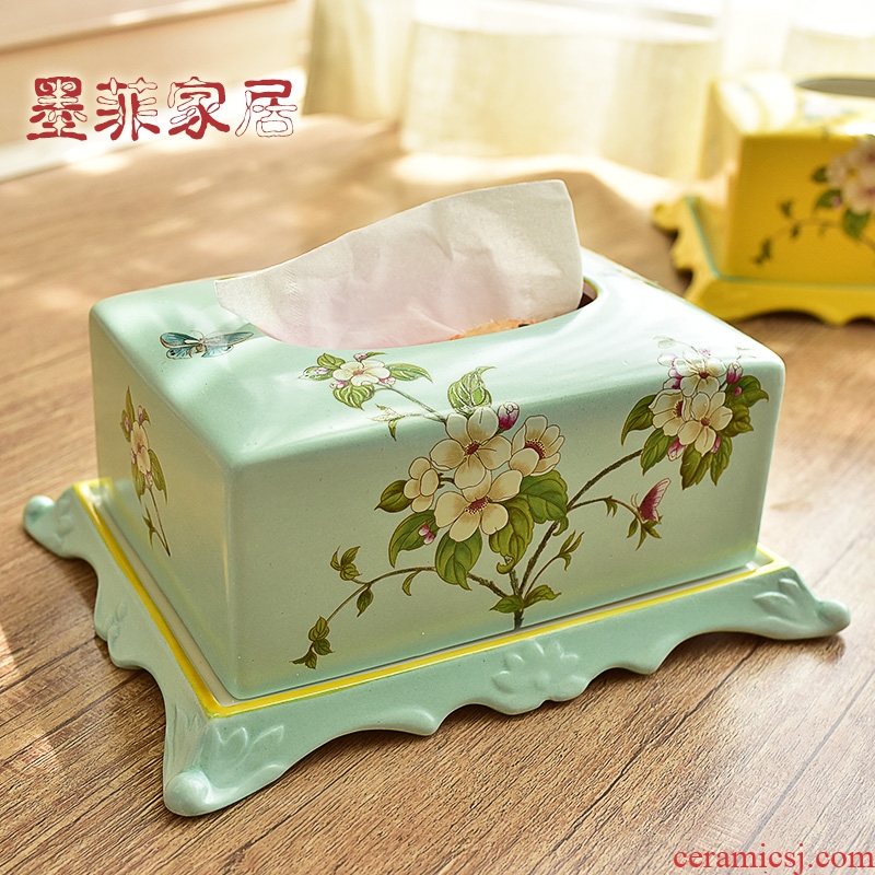 The New Chinese American ceramic tissue box European sitting room tea table restaurant decorated with bedroom the receive carton furnishing articles