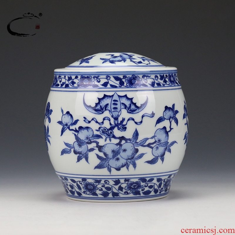 Jingdezhen blue and white tea pot and auspicious full checking ceramic POTS awake scattered receives receives gift box packaging