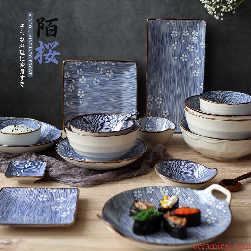 Sichuan in Japanese hand - made ceramic tableware bowl bowl rainbow such as bowl dish dish dish household single sushi is a dish of fish dish