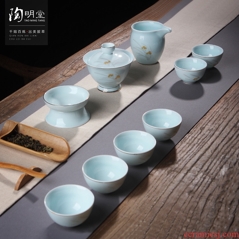 TaoMingTang tea sets ceramic cups kung fu tea set creative paint hand - made teapot tea of a complete set of the home