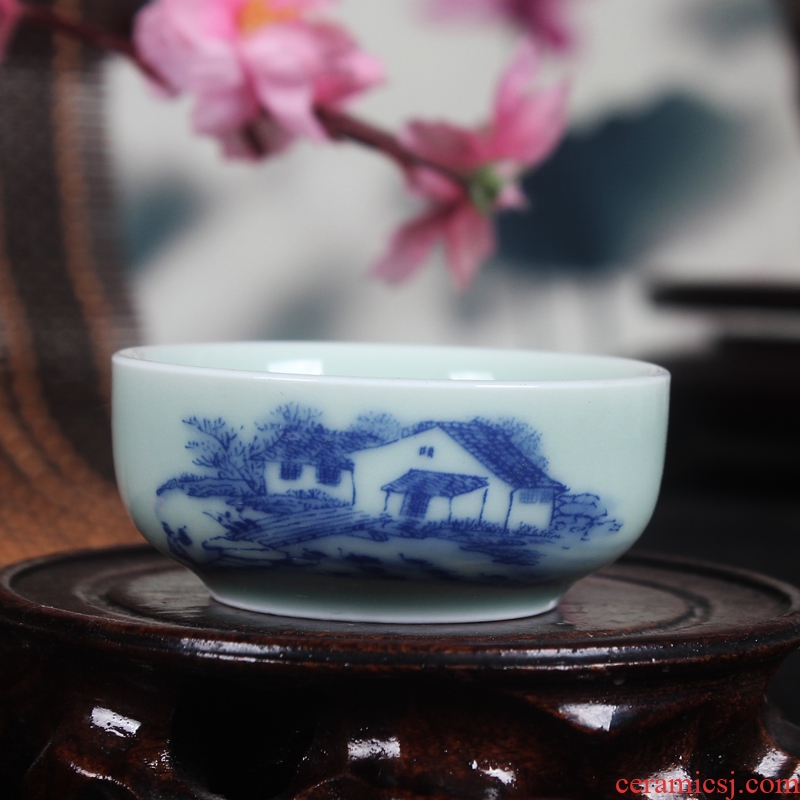Celadon teacup kung fu tea cups large single cup of jingdezhen ceramic cups sample tea cup