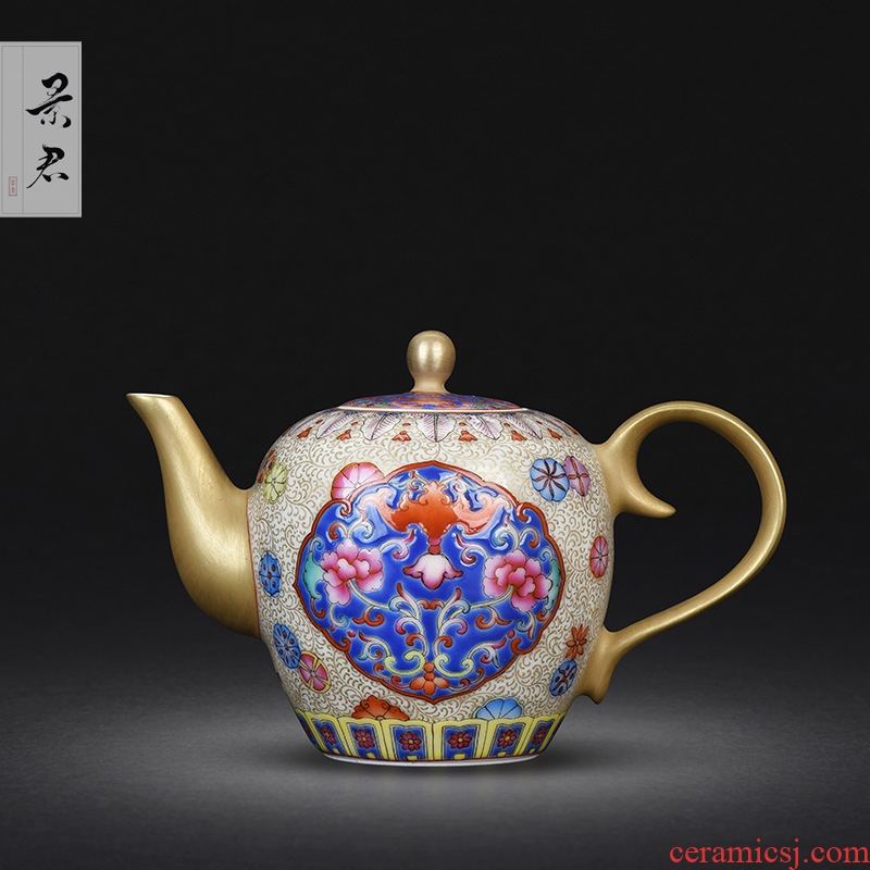 JingJun jingdezhen hand - made colored enamel porcelain teapot kung fu tea set single pot of tea tea