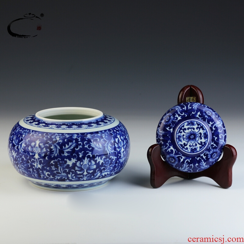 Jing DE tea ware and auspicious jingdezhen ceramics by hand to wake POTS are scattered receives stock POTS blue - and - white branch caddy fixings