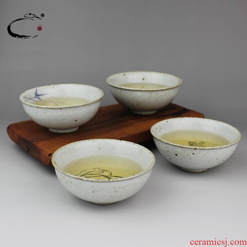 Restoring ancient ways and auspicious jingdezhen coarse pottery cups suit sample tea cup kung fu tea set hand - made by patterns to use cups