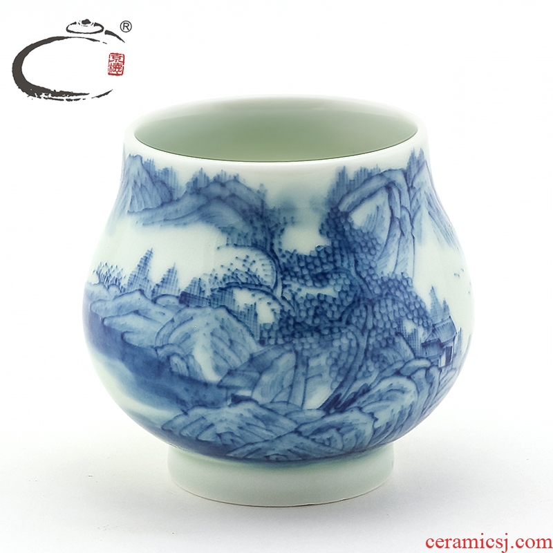 Beijing 's blue and white painting landscape cup of jingdezhen ceramic cups and cheung kung fu tea set large single cup sample tea cup