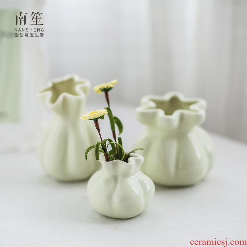 Nan sheng small pure and fresh and contracted hydroponic furnishing articles purse ceramic floret bottle of dry flower arranging flowers creative living room decoration