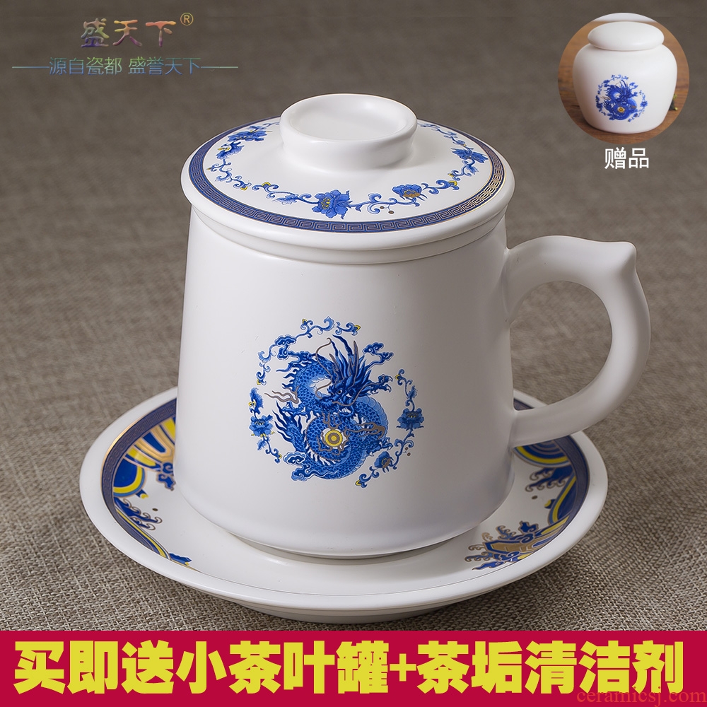 Jingdezhen ceramic cups with cover filter cup tea cup large - capacity glass boss of individual cup