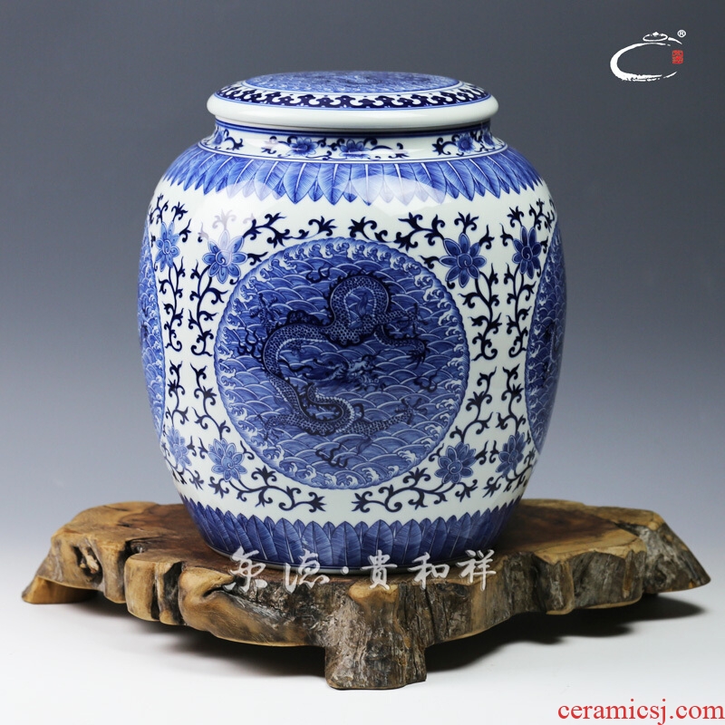Beijing 's tea ware and auspicious jingdezhen ceramics by hand to wake receives the blue and white dragon tea pot receives stock POTS