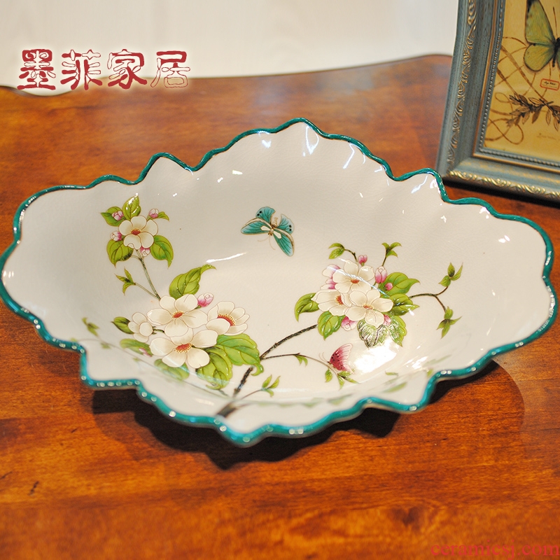 New Chinese style ceramic fruit bowl American large sitting room tea table dry fruit tray was the home key tray decorations furnishing articles