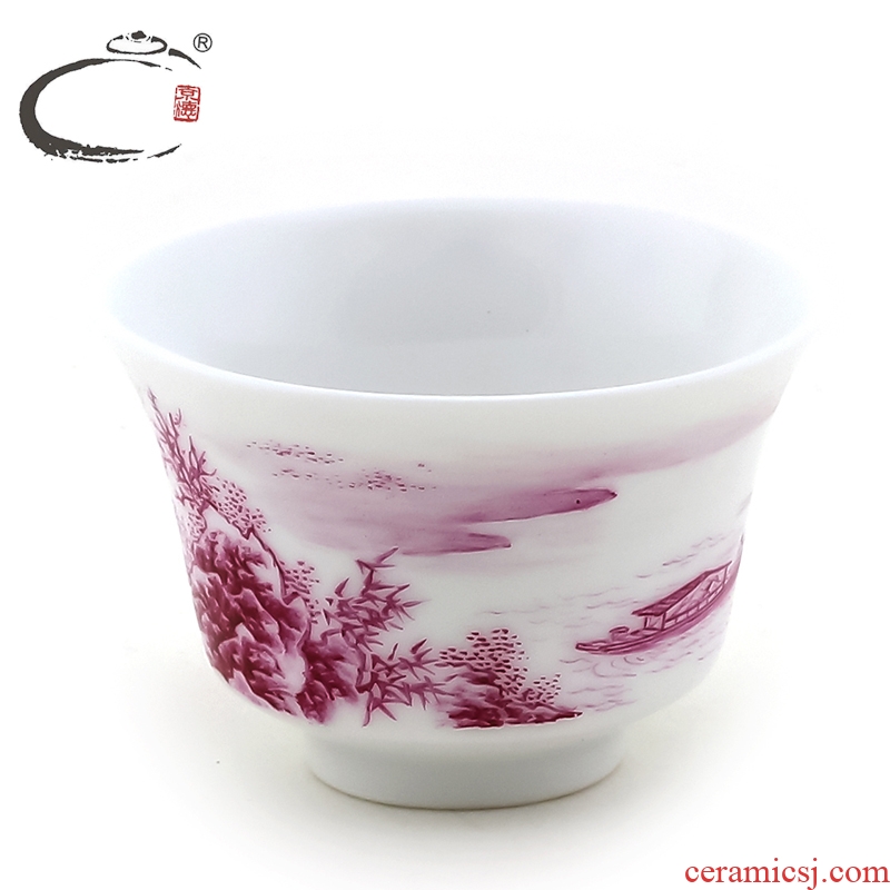 Ruby landscape water chestnut cup and auspicious jing DE up with jingdezhen ceramic cups sample tea cup manually pull embryo cups