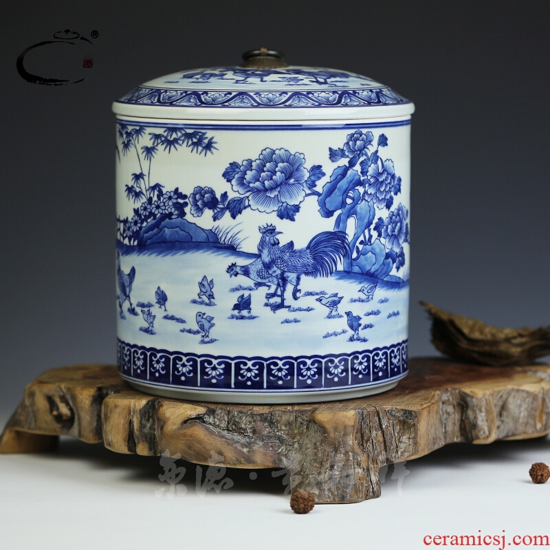 Jing DE and auspicious jingdezhen porcelain all checking ceramic tea pot of bread seven pu 'er tea packaging gift boxes