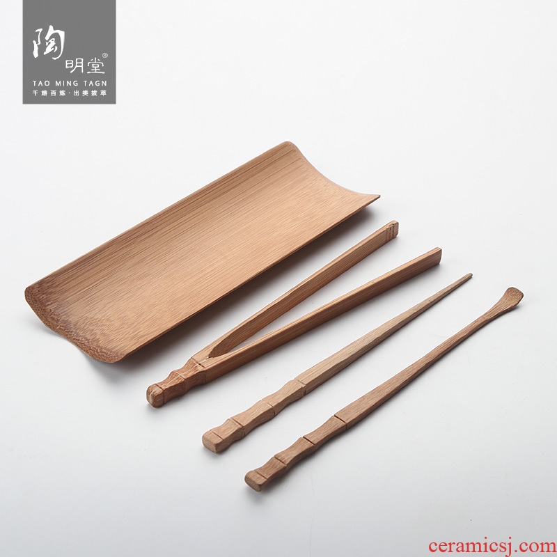 TaoMingTang tea accessories tea six gentleman 's manual teaspoon of tea, bamboo kung fu tea set size bamboo tea spoon