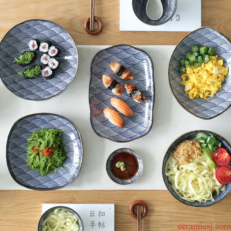 Sichuan in Japanese yamato e waves ceramics are two people eat soup dishes suit plate suit PZ - 151