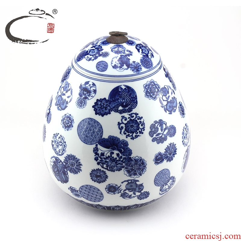 And auspicious jingdezhen blue And white spends caddy fixings hand - made ceramic all hand large gifts tea boxes