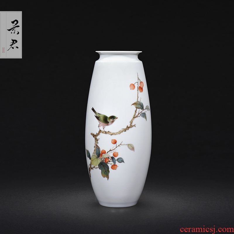 Jingdezhen ceramics hand - made painting of flowers and pastel celadon vase sitting room of Chinese style household art adornment is placed