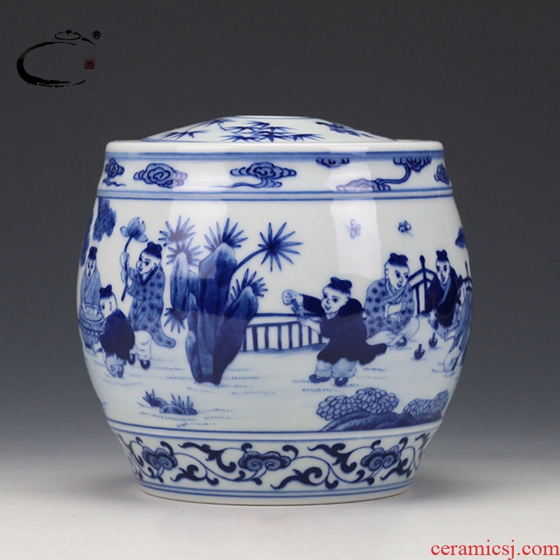 Jing DE and auspicious tea ware jingdezhen manual scattered blue and white baby play pot of tea POTS gift packaging POTS