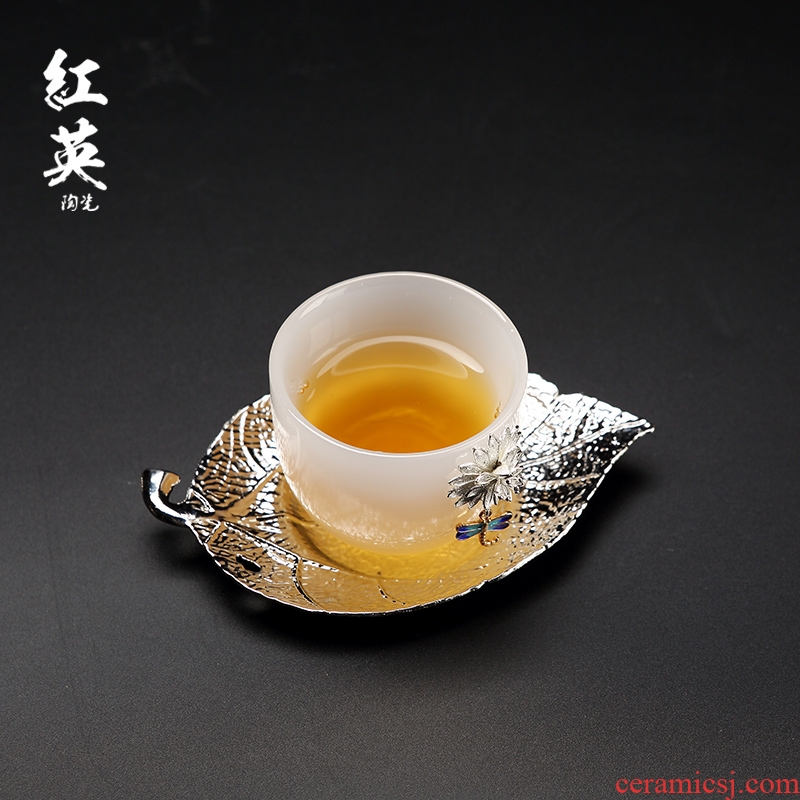 Hongying copper alloy gold cup mat cup tray was against hot kung fu tea taking creative glass heat insulation as base