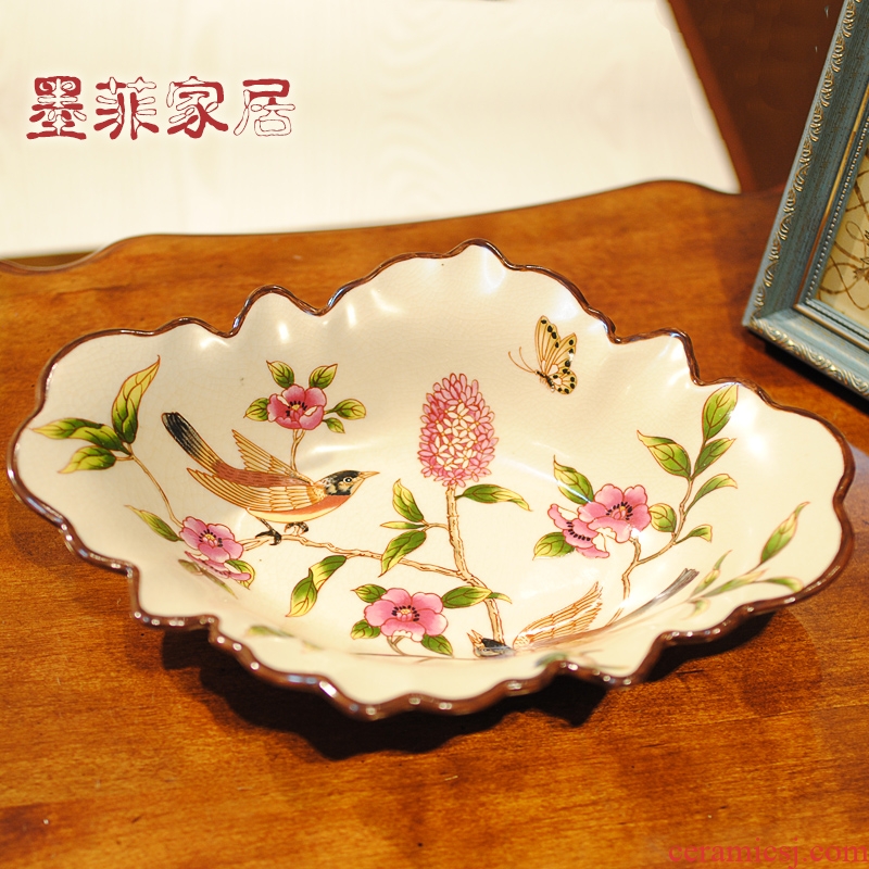 New Chinese style ceramic fruit bowl large tray table furnishing articles American candy dry fruit bowl sitting room tea table decorations