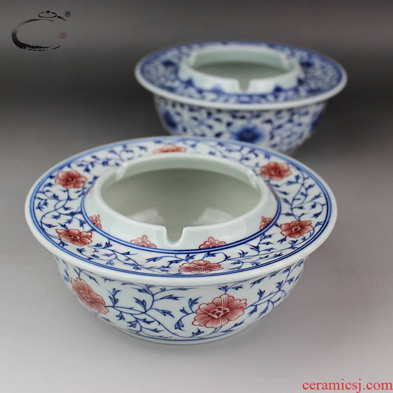 And auspicious fine checking ceramic ashtray jingdezhen porcelain ashtrays large household daily to receive a cylinder