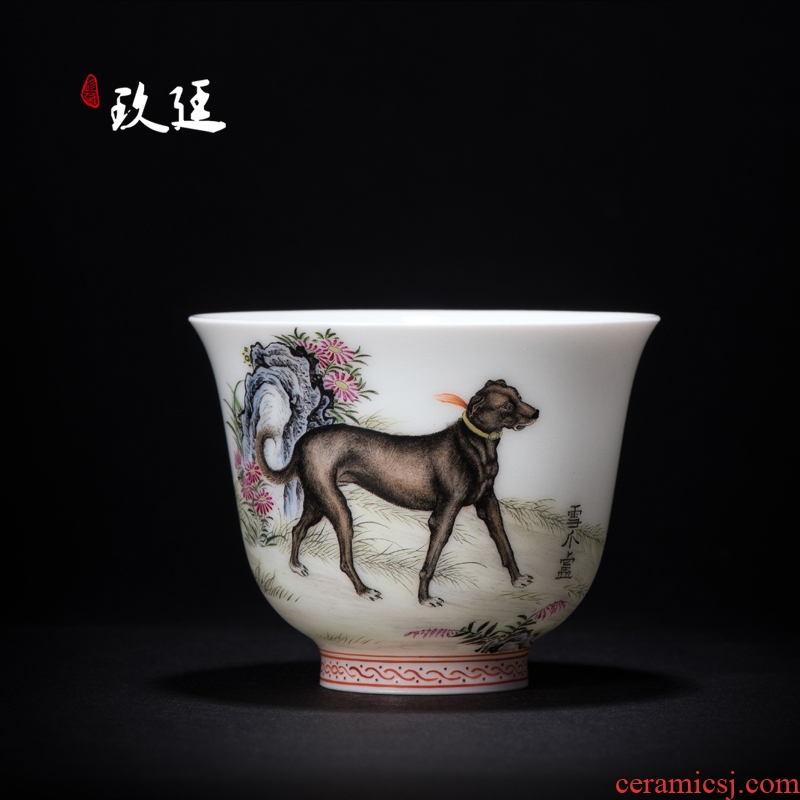 About Nine katyn hand - made ten dog dog cup of jingdezhen ceramic tea set household size 100 ml sample tea cup master cup single CPU