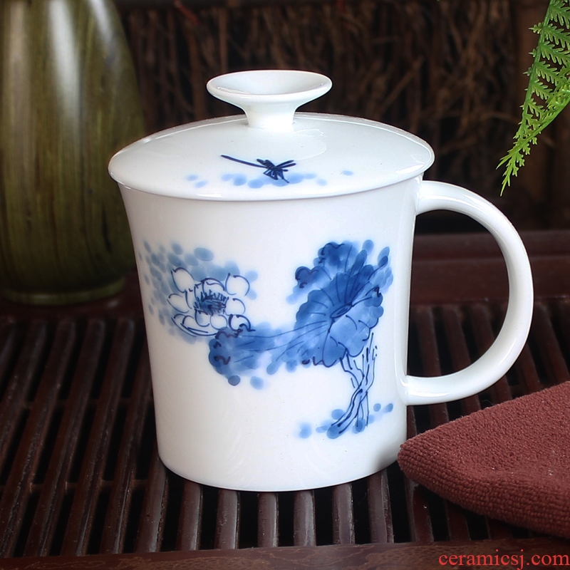 Jingdezhen ceramic cups with cover band filter hand - made tea tea cup office personal cup