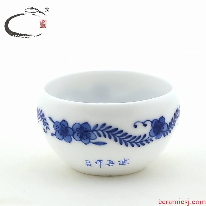 And auspicious jingdezhen hand - made tea cup sample tea cup blue And white porcelain bowl with by round cup