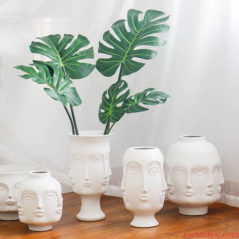 Nordic Muse white porcelain face vase modern ins creative flower arranging the sitting room, home furnishing articles