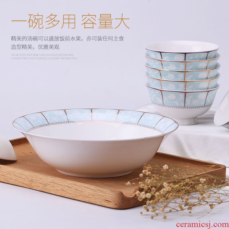 Ipads China jingdezhen ceramics cutlery set free combination of DIY monogamous 9 inches without cover large soup bowl