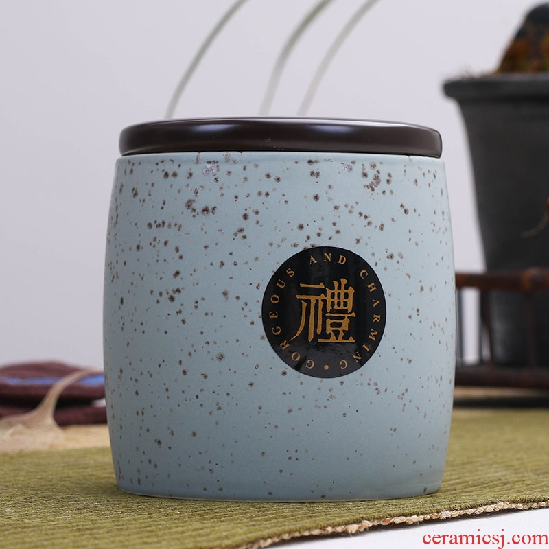 Jade butterfly jingdezhen ceramic caddy fixings general seal pot home small moistureproof receives two half jins of storage tanks