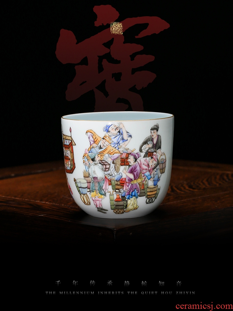 About Nine katyn teacups hand - made ceramic kung fu master cup single CPU jingdezhen dou tea enamel sample tea cup of tea light cup