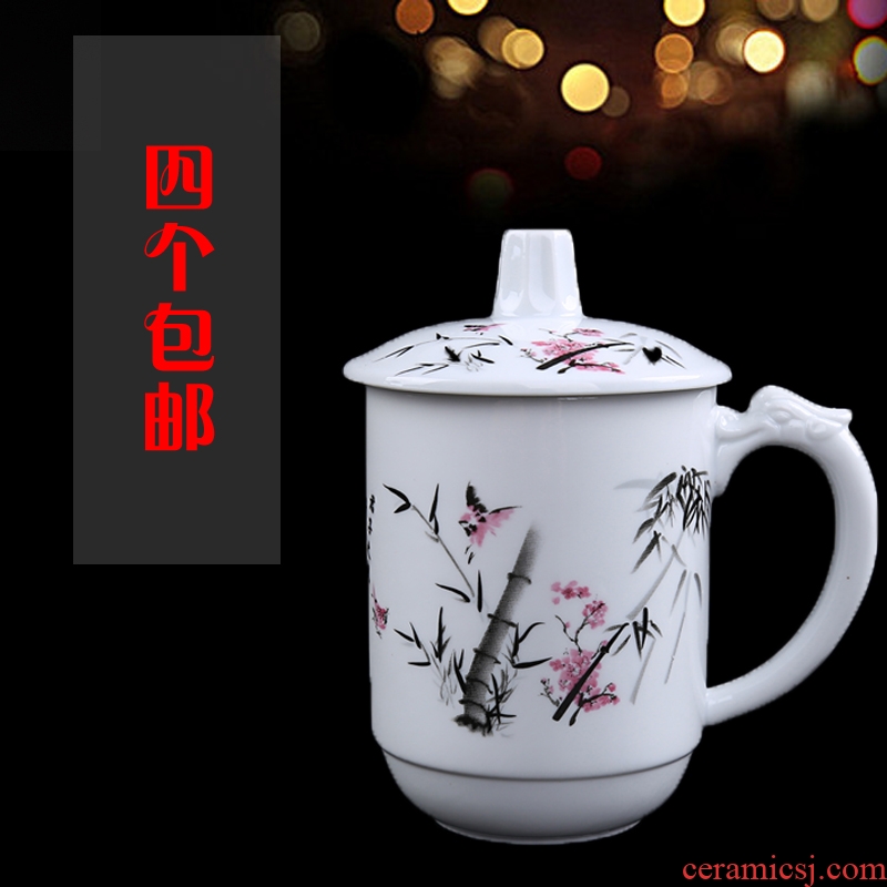 Bibcock of jingdezhen ceramic cups cup set tea service and meeting hotel home with cover porcelain cup