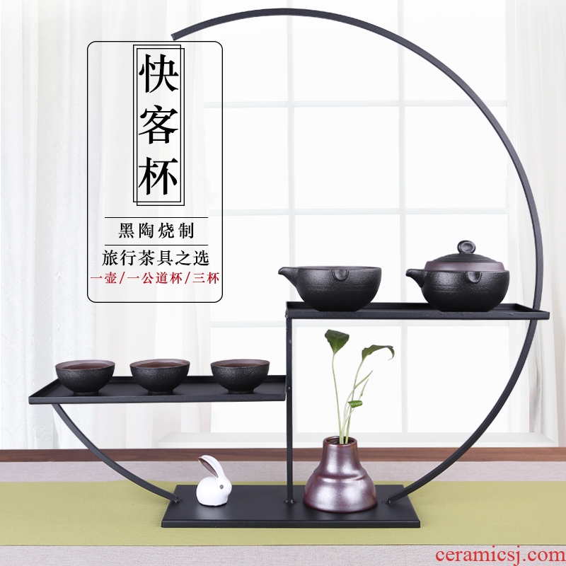 China travel Qian portable Japanese ceramic kung fu tea set to crack a pot of tea cup three cups of simple teapot