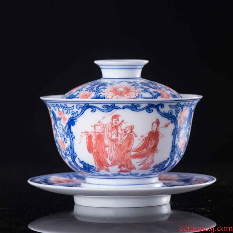 About Nine katyn manual throwing jingdezhen ceramic tureen tea cups hand - made under the glaze colorful eight immortals kung fu tea tea bowl