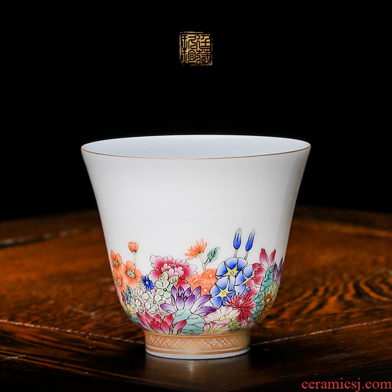 Nine at jingdezhen hand - made ceramic cup by hand kung fu tea cups individual bowl sample tea cup gift porcelain flowers solitary cup