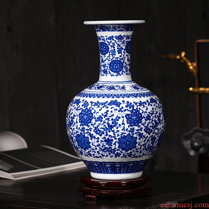 Jingdezhen blue and white porcelain vases, flower arranging modern new Chinese style household living room decorations ceramics ceramic decoration