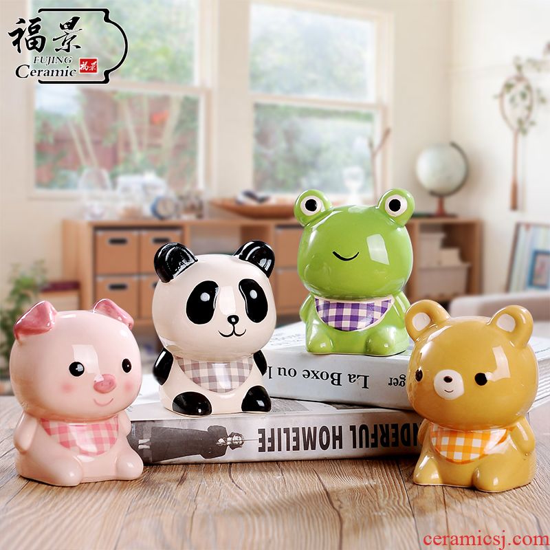 The creative scene cartoon ceramic express little animal piggy bank fashion to difference birthday gifts piggy bank small gifts