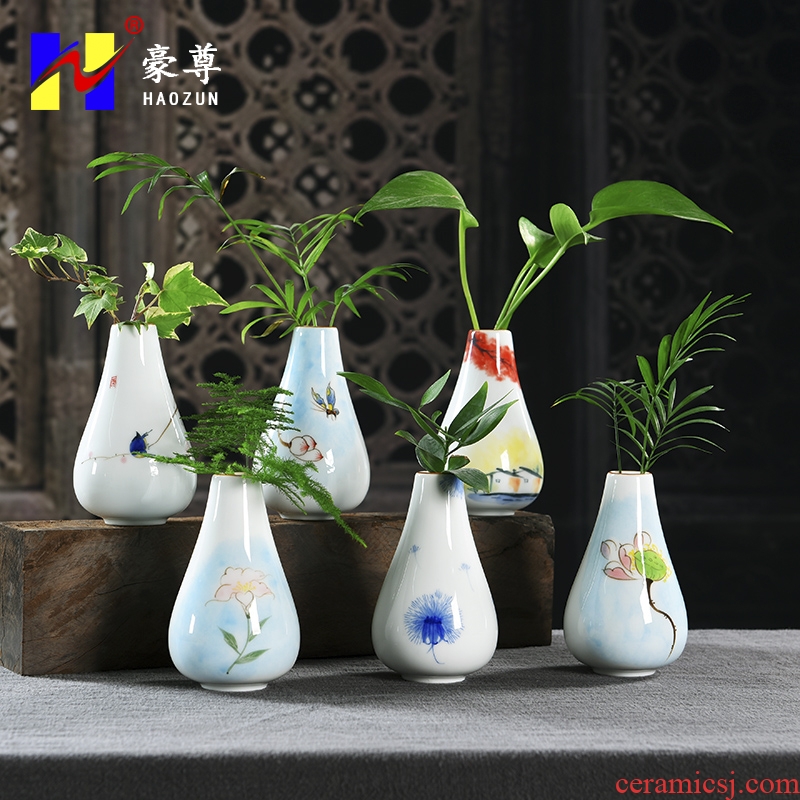 Hao chun contracted creative hand - made ceramic vase desktop furnishing articles hydroponic mini vase water raise ceramic POTS of the plants